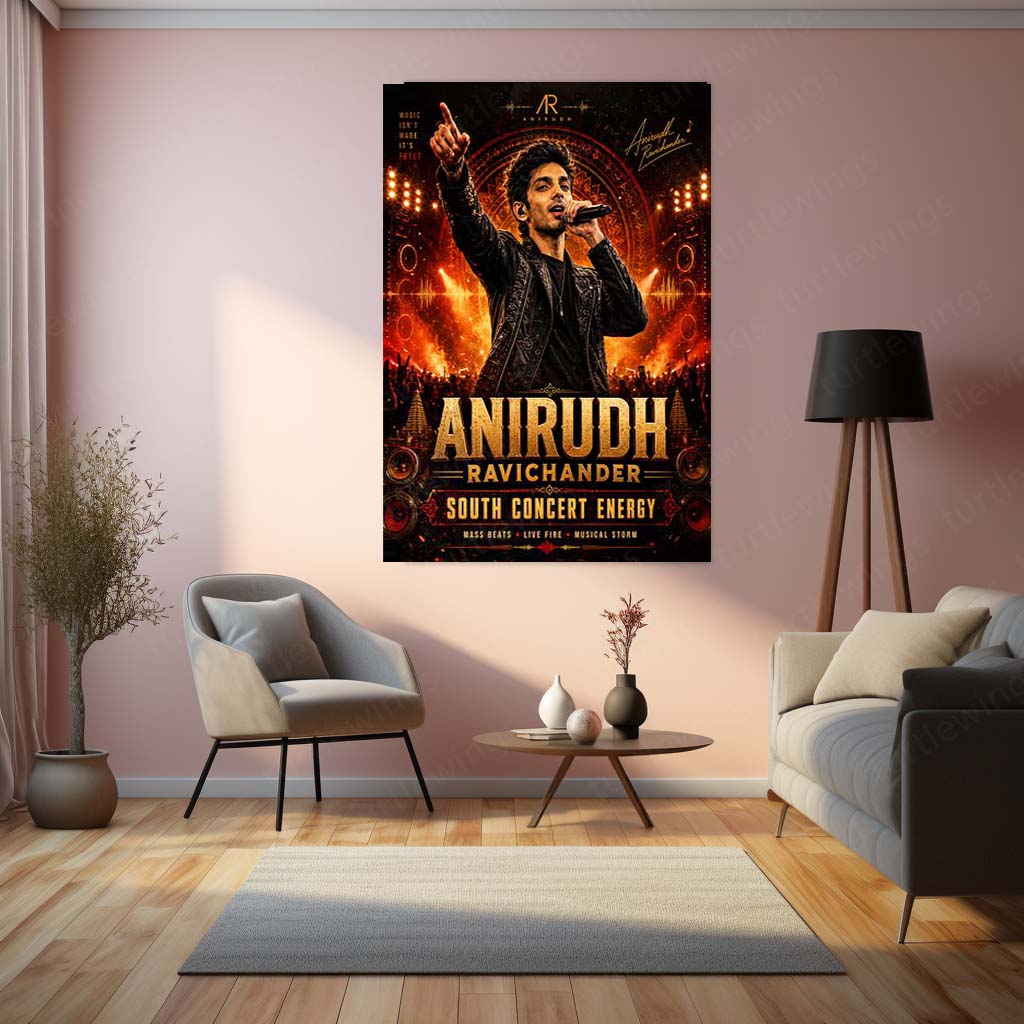 Anirudh Ravichander – South Concert Energy | Premium Metal Poster | Tamil Music Icon Wall Art by TurtleWings