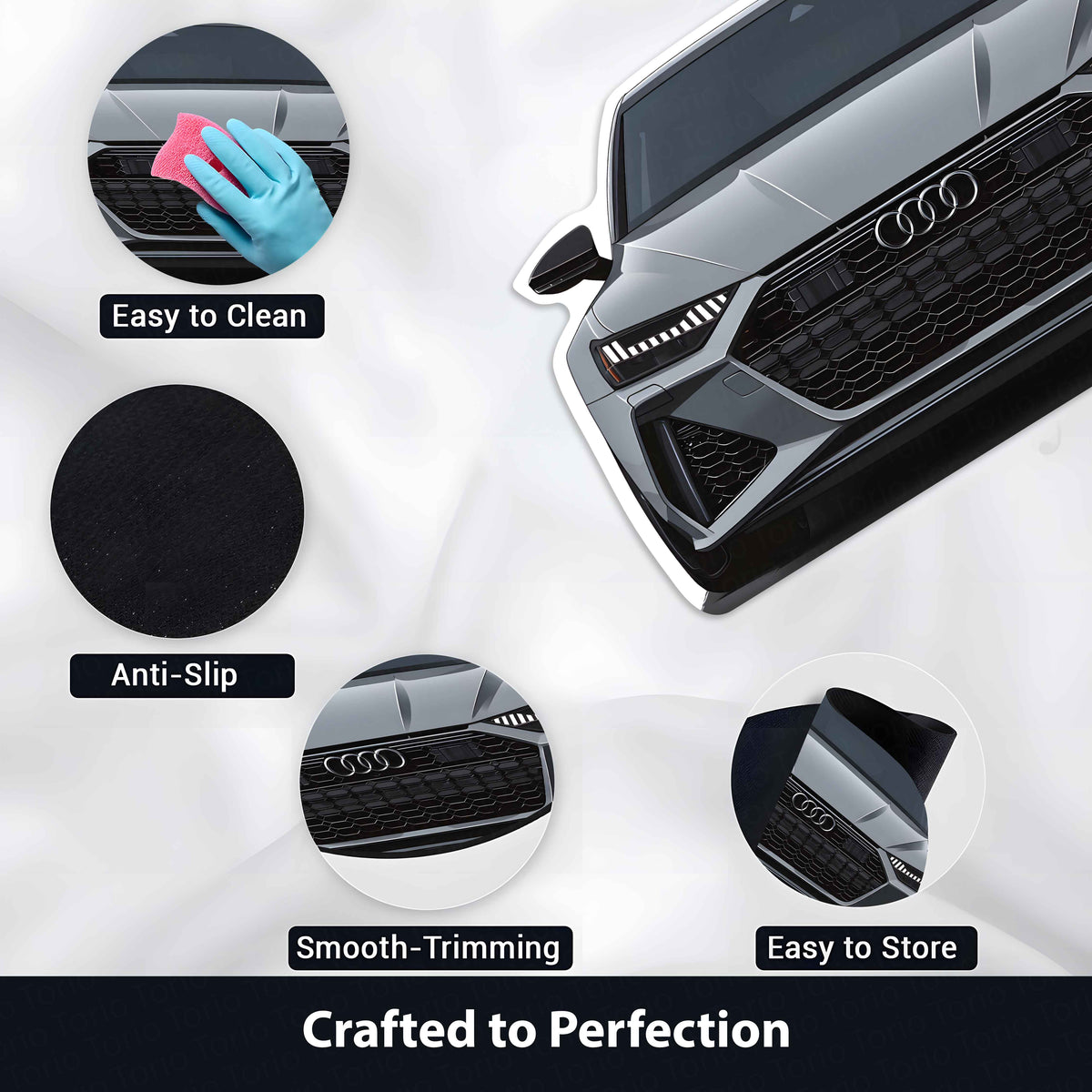 Audi RS7 Front Cutout Soft Flat Rug | Anti-Slip Washable Rubber Floor Mat for Bedroom, Living Room & Gaming Room