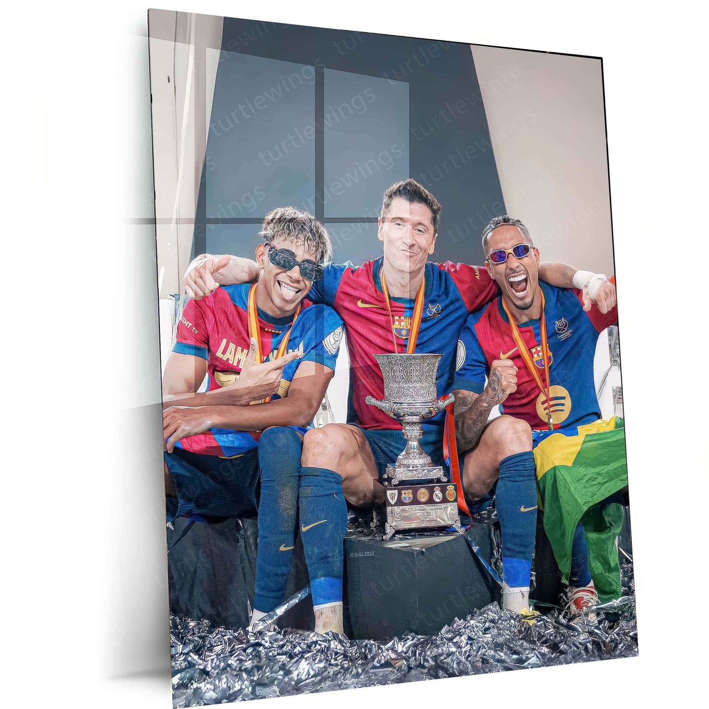 Sports | FC Barcelona Cup Metal Poster – Iconic Football Victory Wall Art - TURTLEWINGS