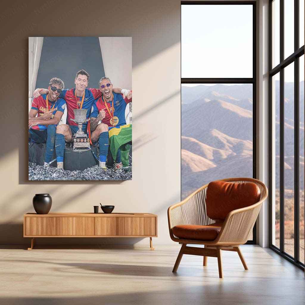 Sports | FC Barcelona Cup Metal Poster – Iconic Football Victory Wall Art - TURTLEWINGS