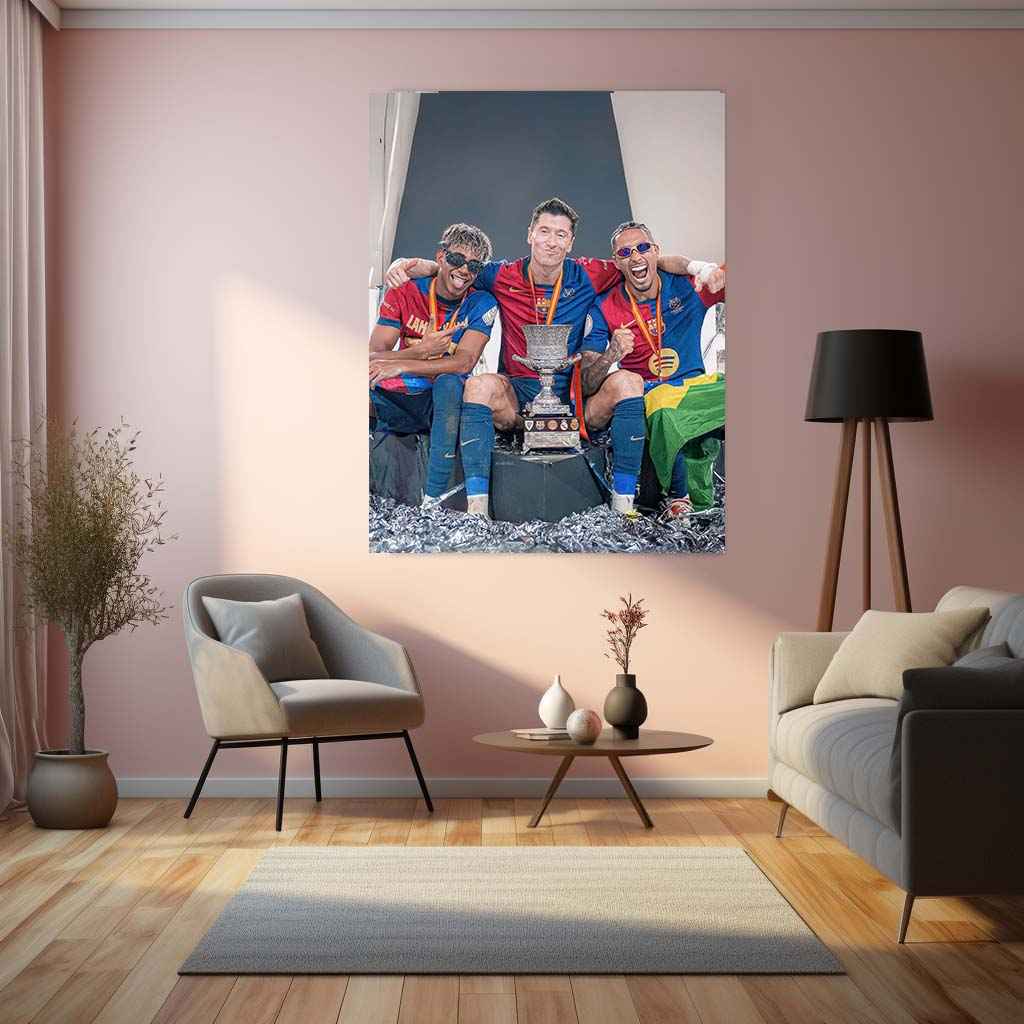 Sports | FC Barcelona Cup Metal Poster – Iconic Football Victory Wall Art - TURTLEWINGS