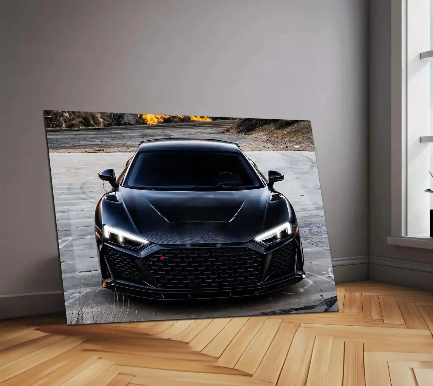 LED | π€ Black Audi R8 Neon LED Metal Poster | Luxury Sports Car Wall Art - TURTLEWINGS