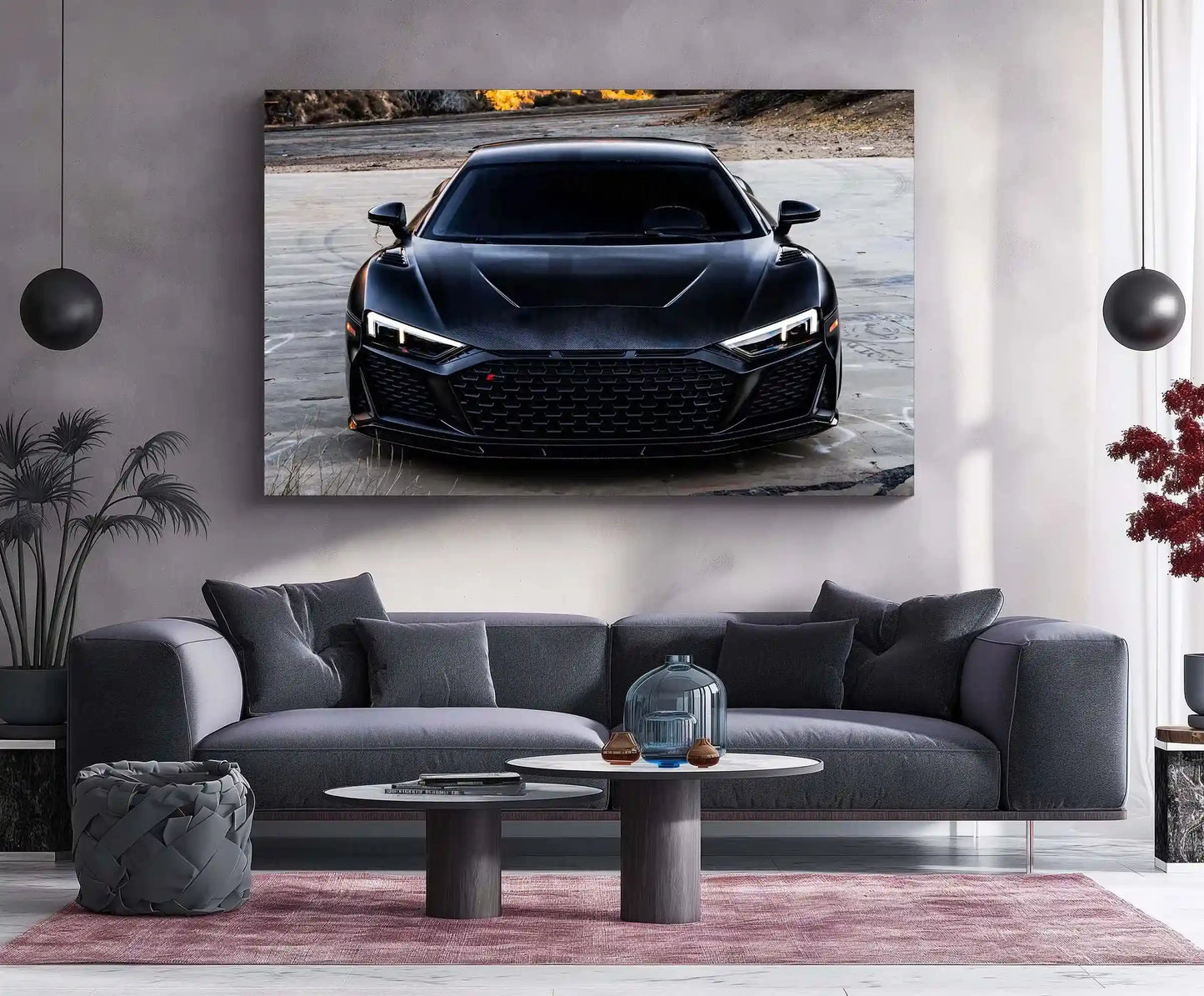 LED | π€ Black Audi R8 Neon LED Metal Poster | Luxury Sports Car Wall Art - TURTLEWINGS