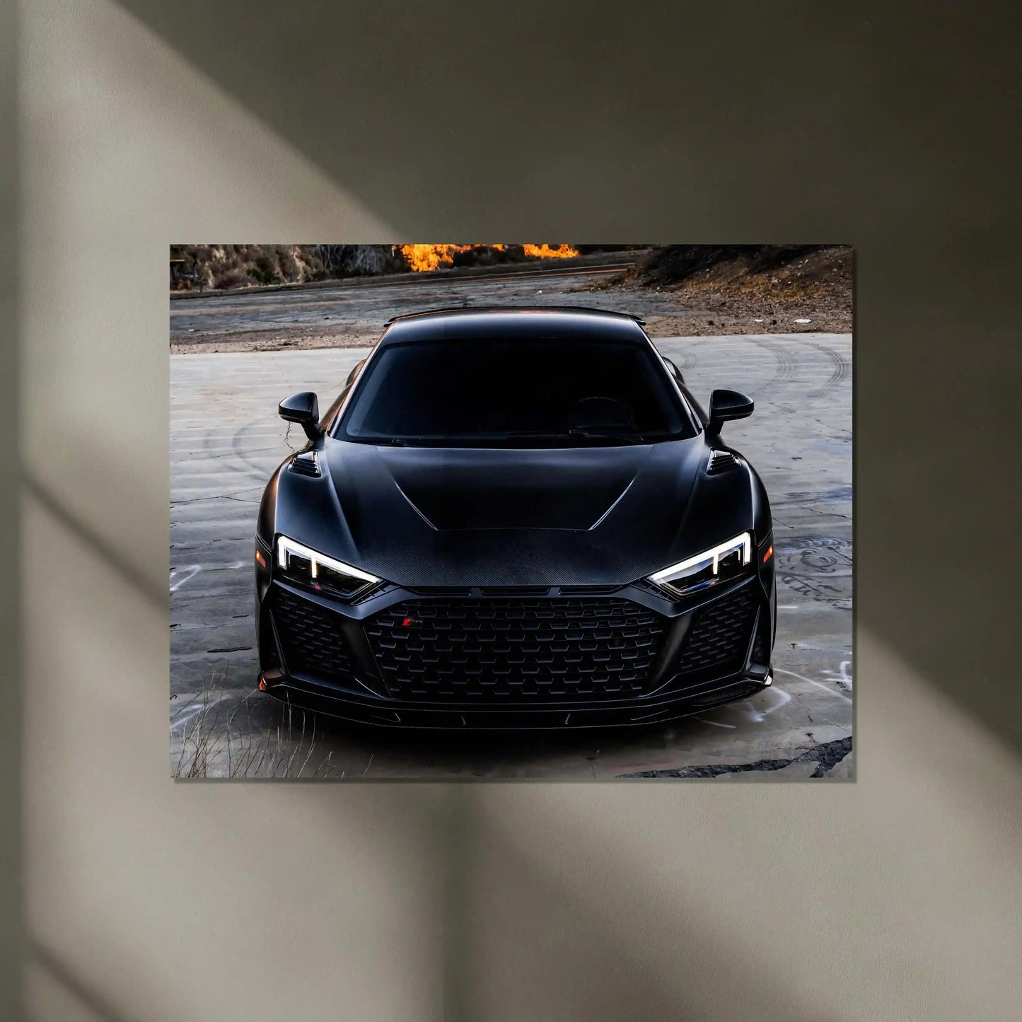 LED | π€ Black Audi R8 Neon LED Metal Poster | Luxury Sports Car Wall Art - TURTLEWINGS