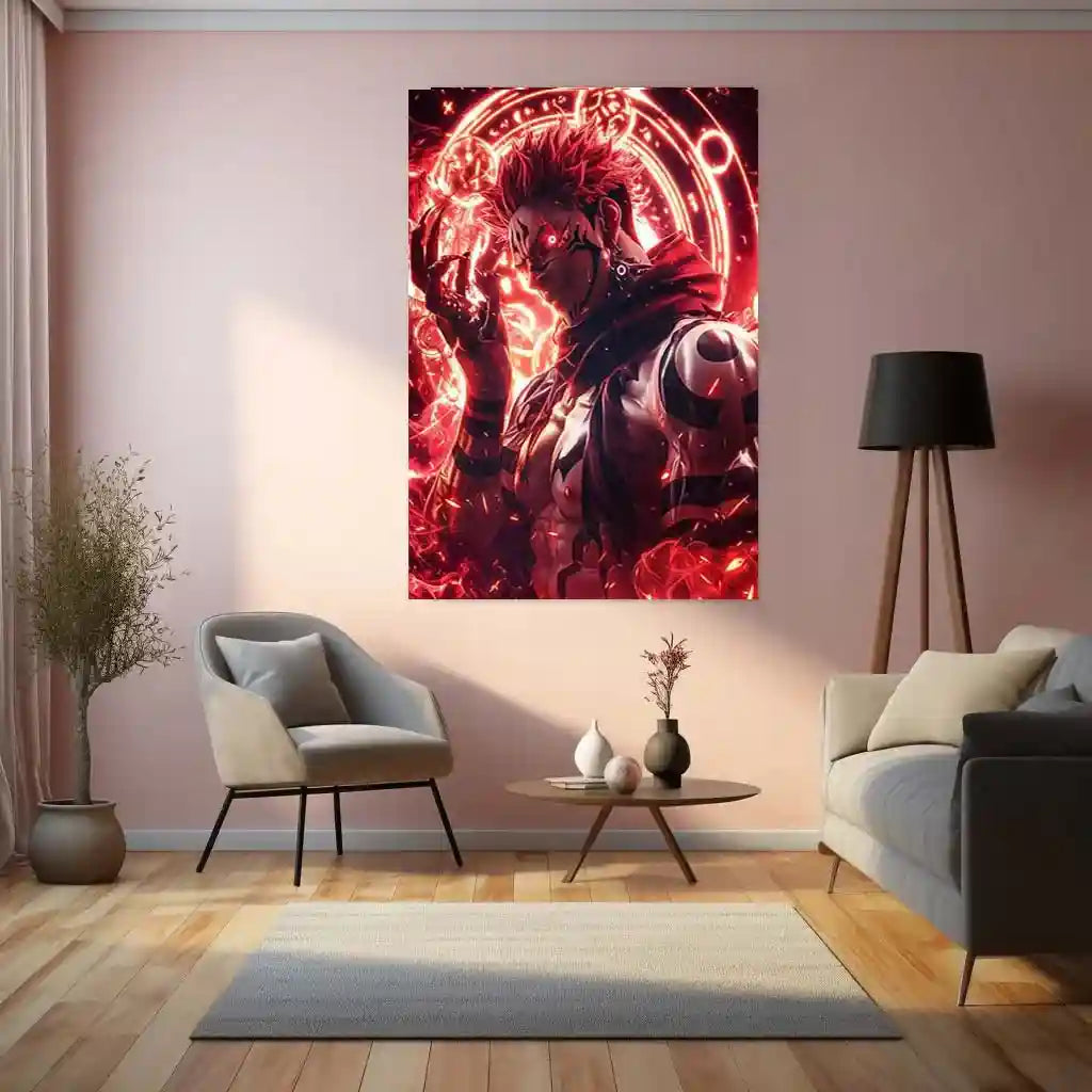 Anime Metal Poster | Ryomen Sukuna Metal Poster | Jujutsu Kaisen Villain Wall Art | Cursed Energy Decor - TURTLEWINGS