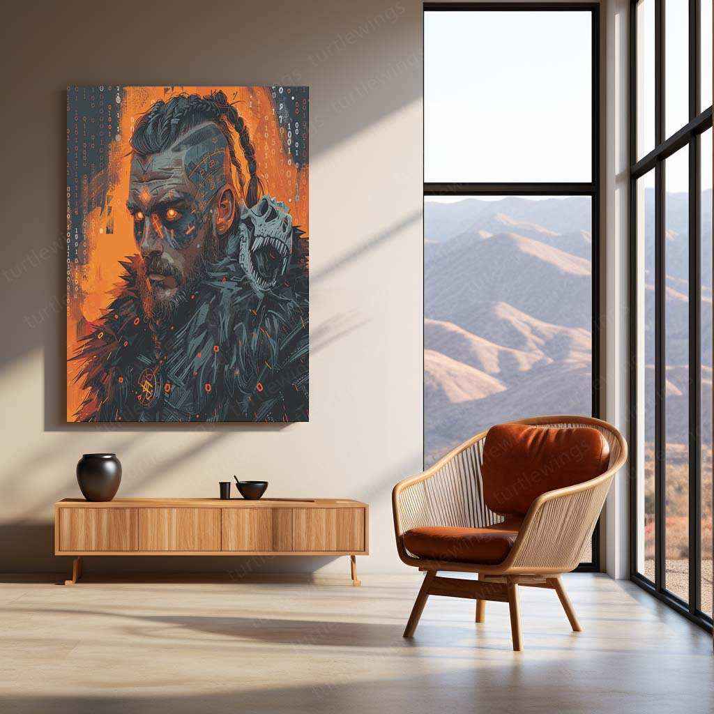Glowing Male Viking Warrior – Epic Norse Art Poster - TURTLEWINGS