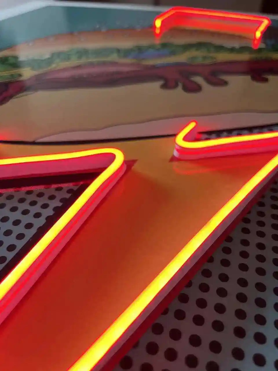 Burger Neon LED Metal Poster â Retro Diner & Foodie Wall Art - TURTLEWINGS