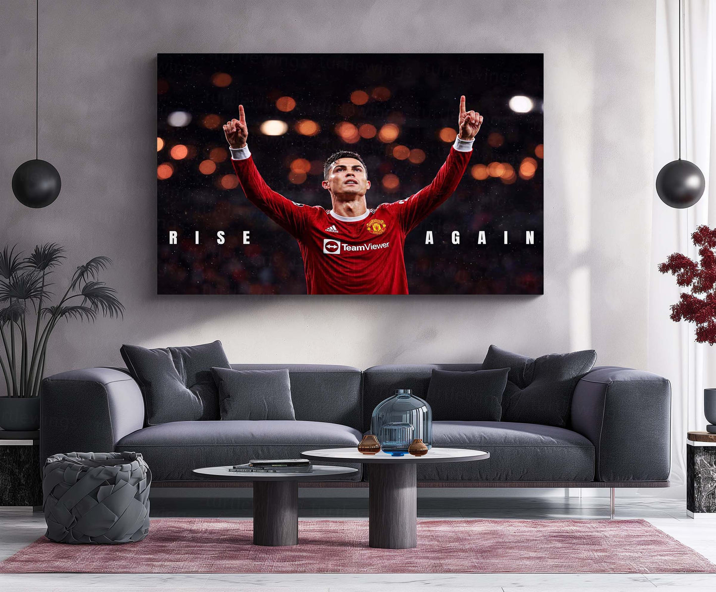 Cristiano Ronaldo – Rise Again Metal Poster CR7 Comeback Mentality Wall Art | Football Resilience Motivation Metal Frame