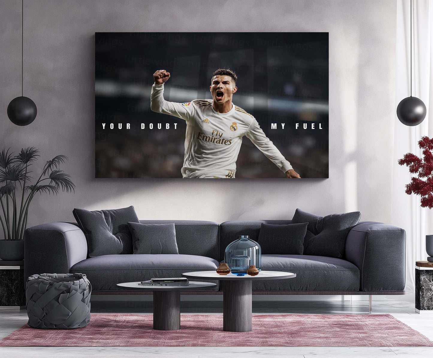 Cristiano Ronaldo – Your Doubt Is My Fuel Metal Poster CR7 Motivation Wall Art | Football Legend Inspirational Metal Frame