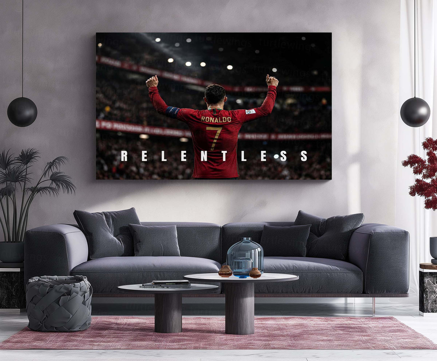 Cristiano Ronaldo – Relentless Metal Poster CR7 Champion Mindset Wall Art | Football Motivation Metal Frame