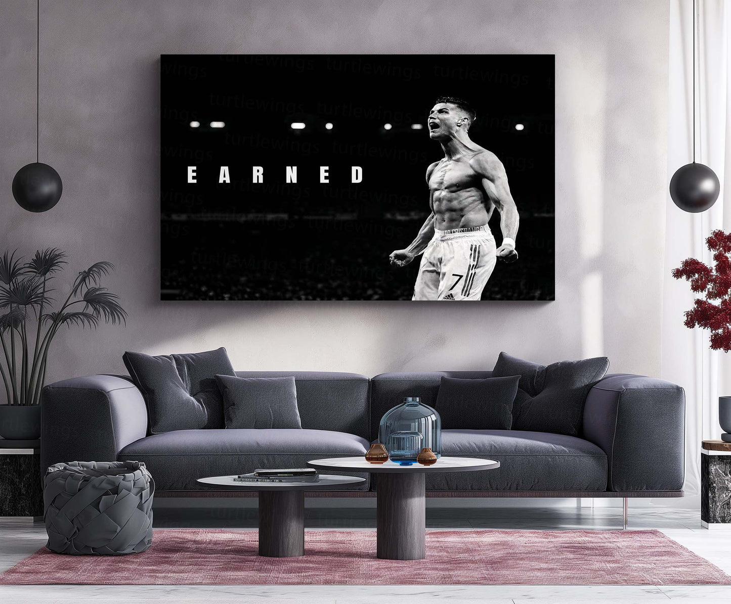 Cristiano Ronaldo – Earned Metal Poster CR7 Legacy Wall Art | Football Discipline Motivation Metal Frame