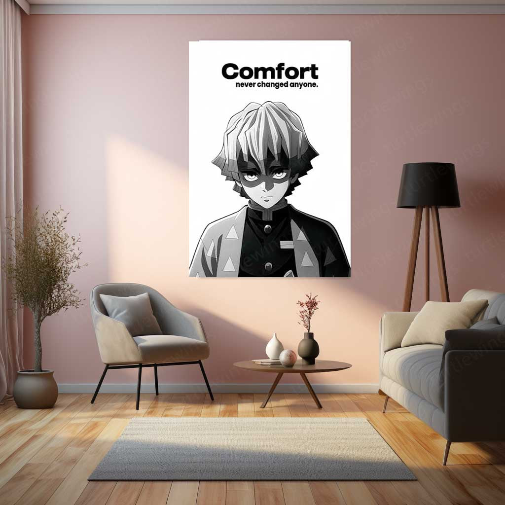 Anime Metal Poster | Zenitsu Agatsuma – Demon Slayer | Anime Growth Mindset Metal Frame
