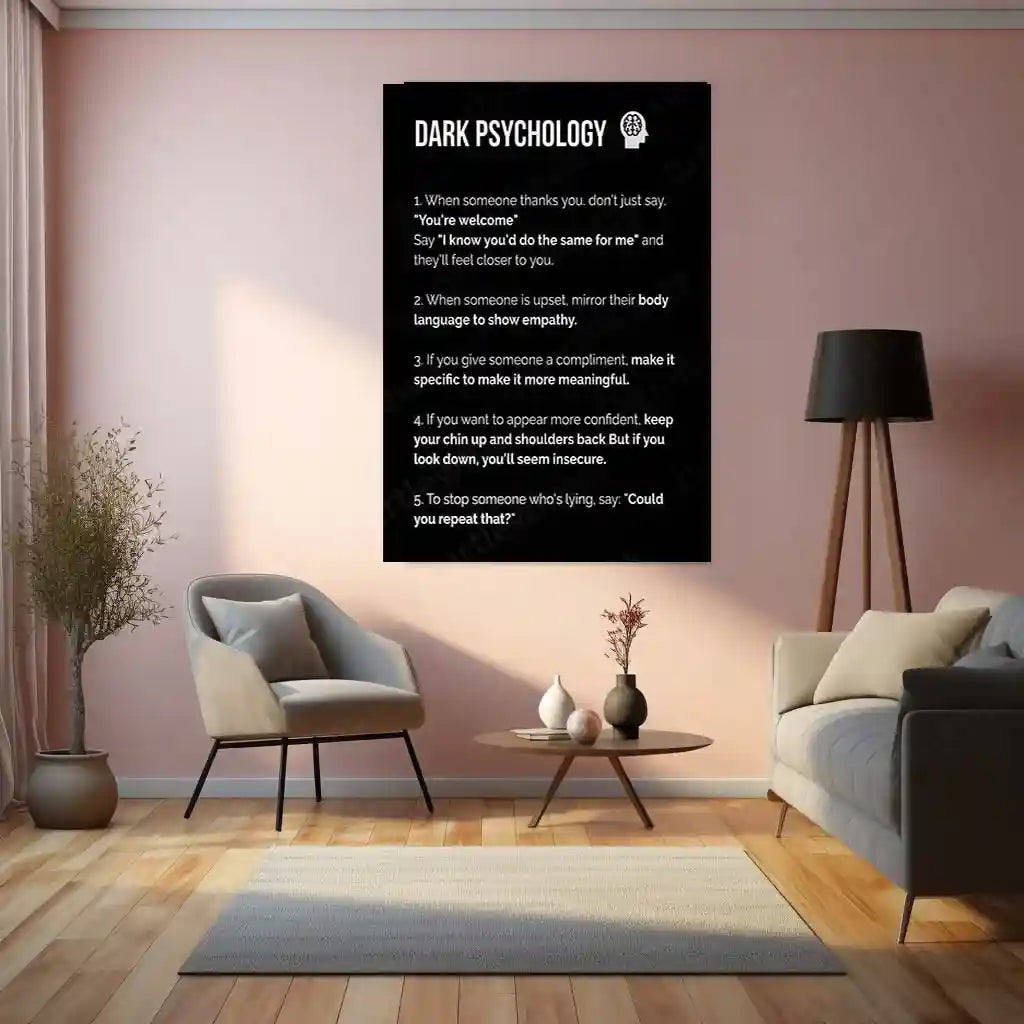 Quote Metal Poster | Dark Psychology – Human Behavior Insight Wall Art | Psychology Knowledge Inspirational Metal Frame - TURTLEWINGS
