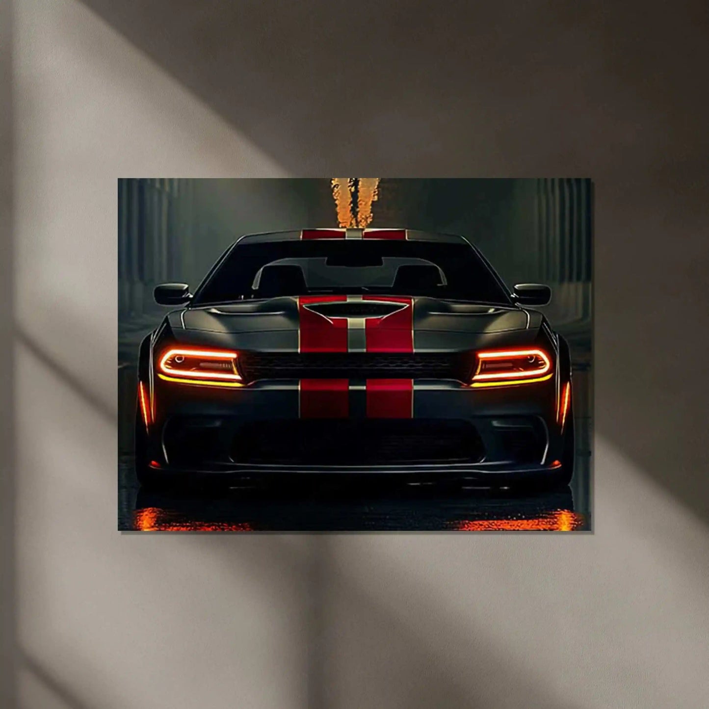 Dodge Racing Neon LED Metal Poster â Muscle Car Performance Wall Art - TURTLEWINGS