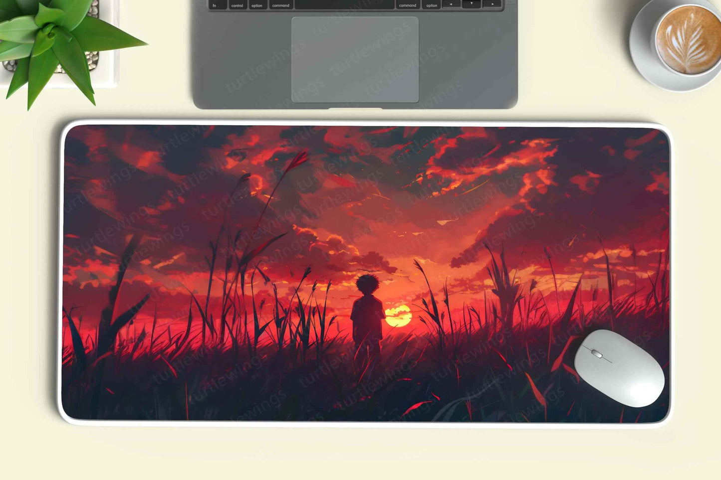 Red Large Deskmat - Premium XL & XXL Gaming Mouse Pad - TURTLEWINGS