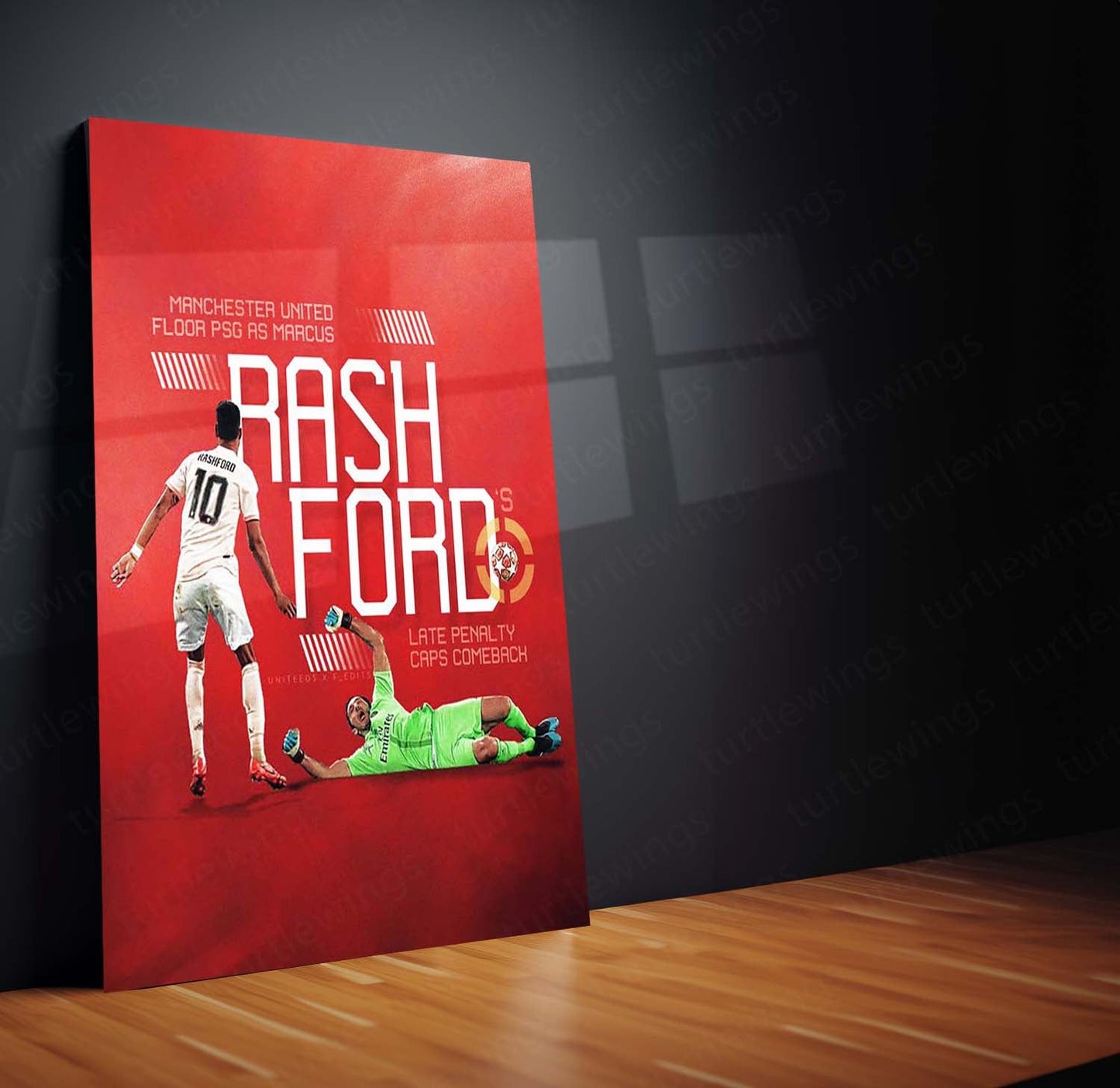 Marcus Rashford – Manchester United vs PSG Comeback Moment – Metal Frame | Iconic UCL Night Wall Art - TURTLEWINGS