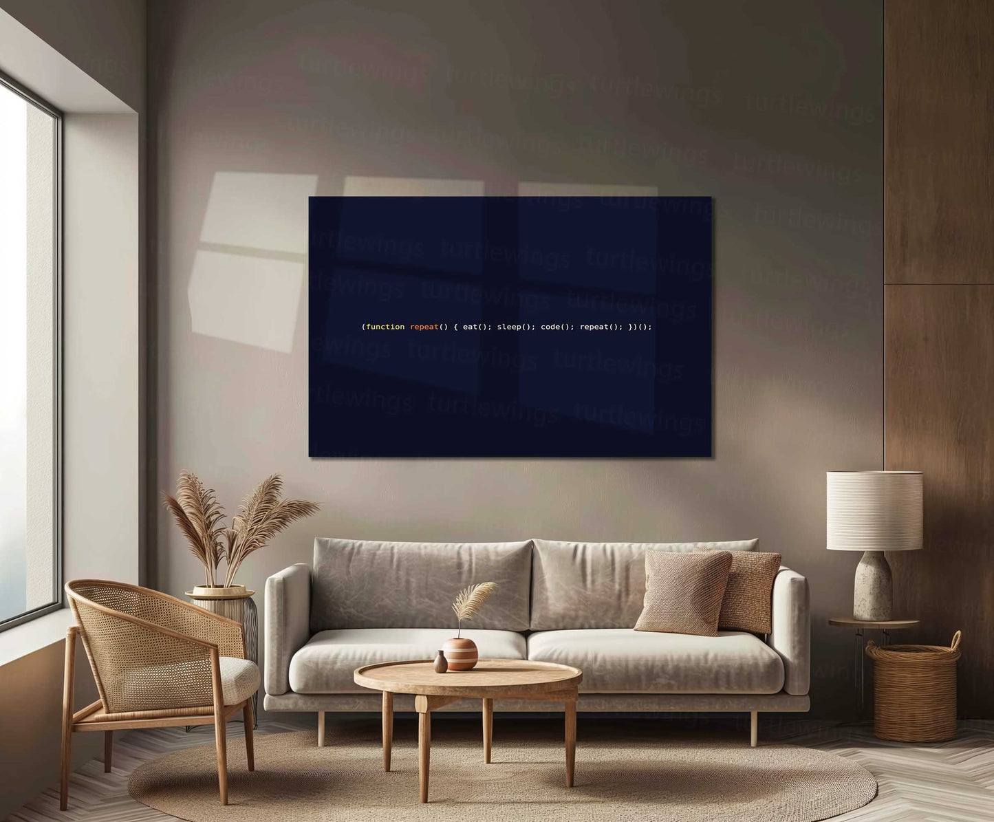 Eat Sleep Code Repeat – Coding Metal Frame | Developer Wall Art | Geeky Programmer Quote Poster in Minimal Tech Style - TURTLEWINGS