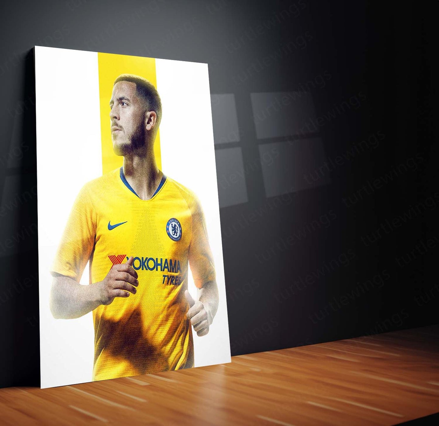 Eden Hazard #10 Glowing Back Pose – Chelsea Metal Frame | Legendary Winger Wall Art 01 - TURTLEWINGS