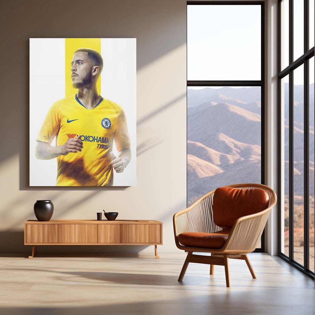 Eden Hazard #10 Glowing Back Pose – Chelsea Metal Frame | Legendary Winger Wall Art 01 - TURTLEWINGS