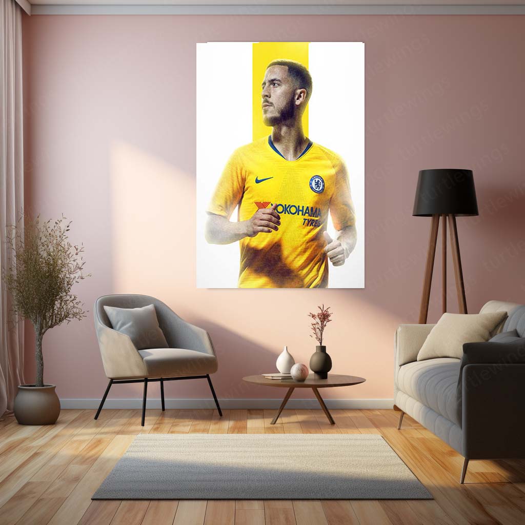Eden Hazard #10 Glowing Back Pose – Chelsea Metal Frame | Legendary Winger Wall Art 01 - TURTLEWINGS
