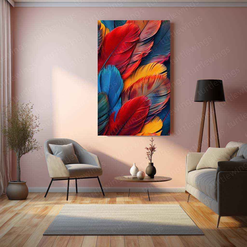 Feathers Abstract Metal Poster – Artistic Abstract Bird Feathers Art | Modern Wall Decor - TURTLEWINGS