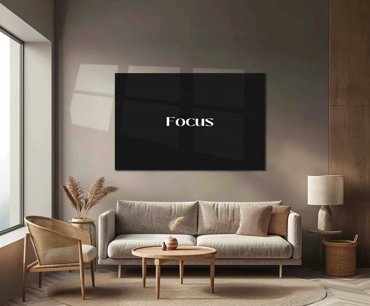 Focus – Metal Frame | Minimal Motivational Typography Poster | Clean Quote Wall Art for Hustlers & Thinkers - TURTLEWINGS