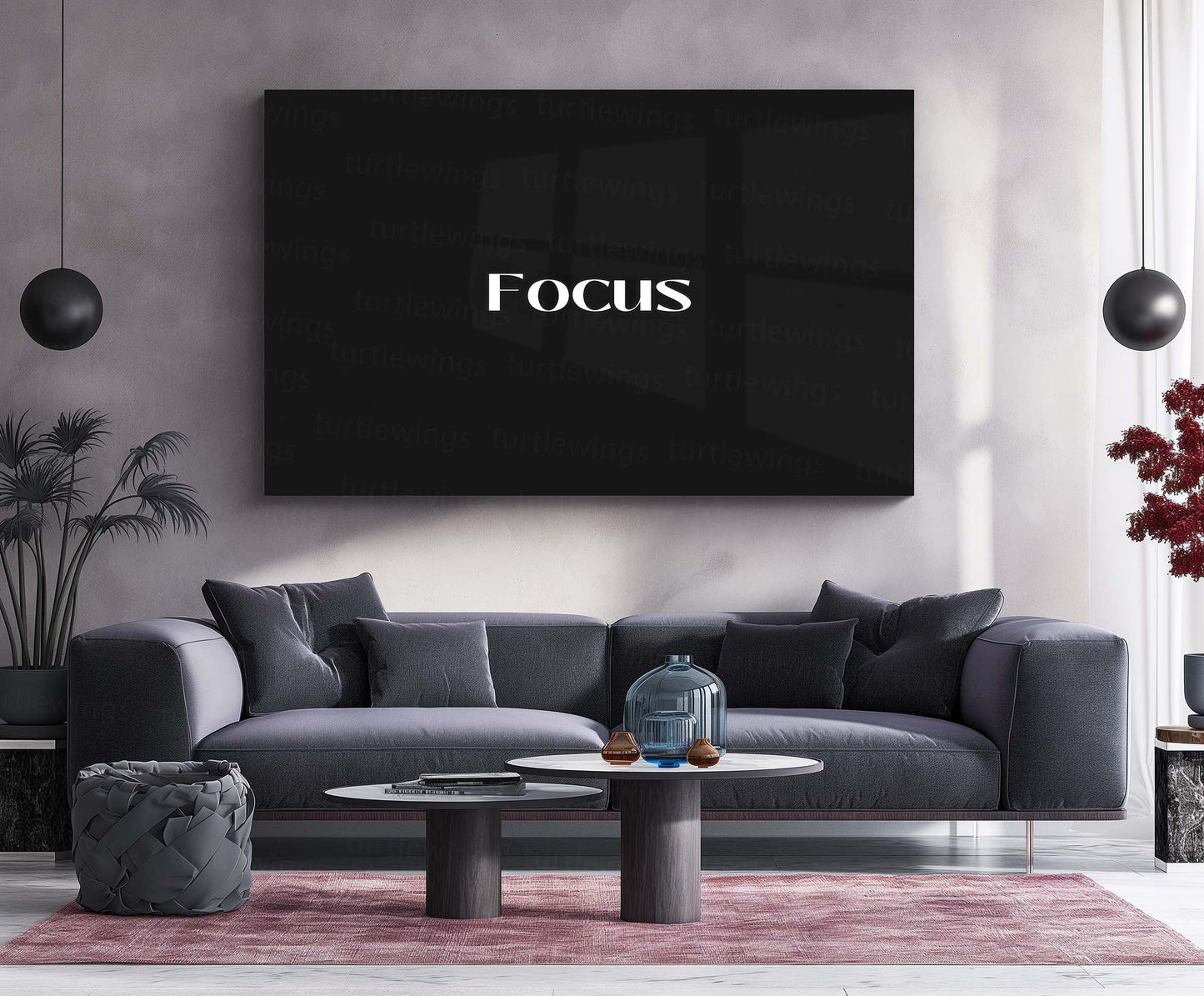 Focus – Metal Frame | Minimal Motivational Typography Poster | Clean Quote Wall Art for Hustlers & Thinkers - TURTLEWINGS