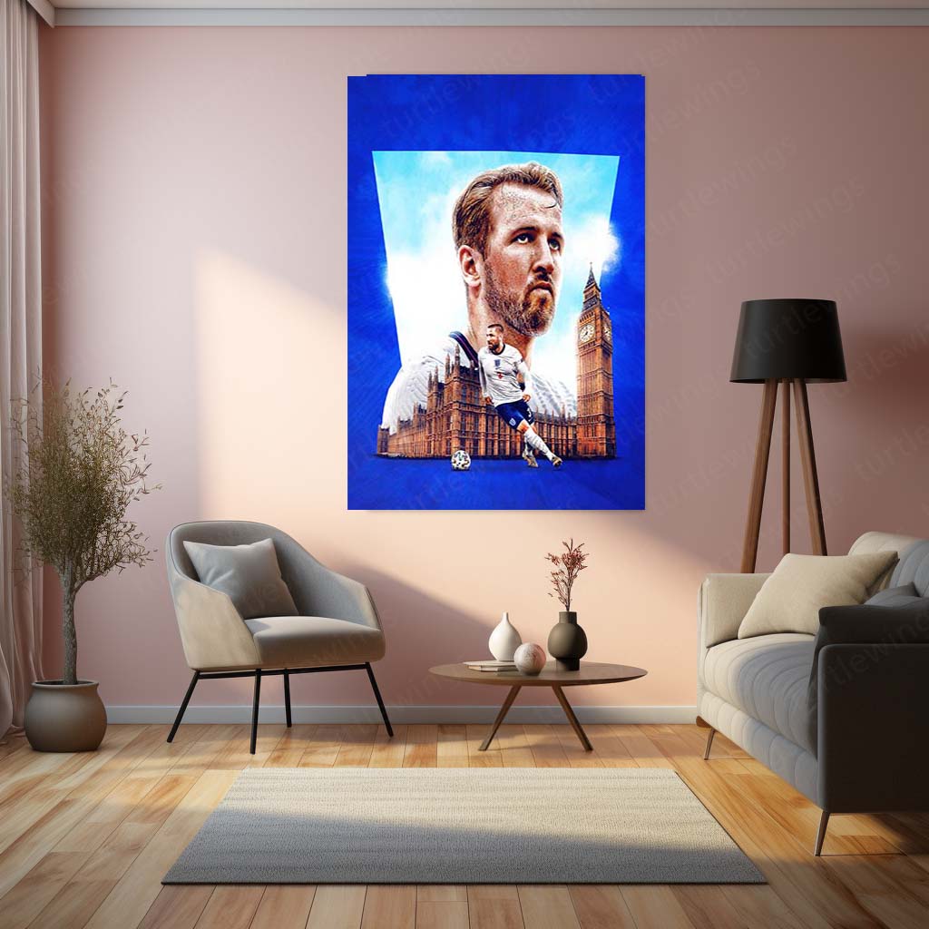 Harry Kane England x Big Ben – Metal Frame | London-Themed Football Wall Art - TURTLEWINGS