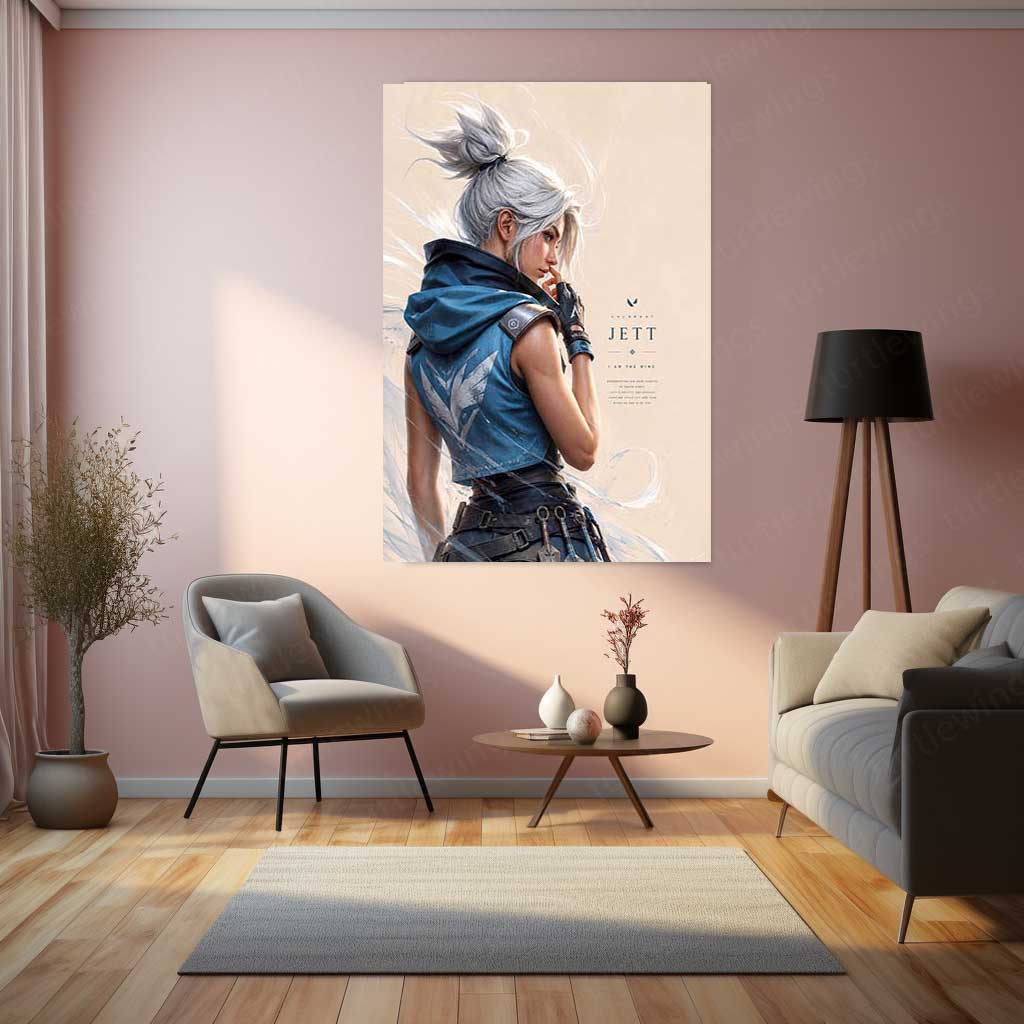 Game Metal Poster | Jett – I Am The Wind Metal Poster Valorant Inspired Wall Art | Gaming Speed & Precision Metal Frame