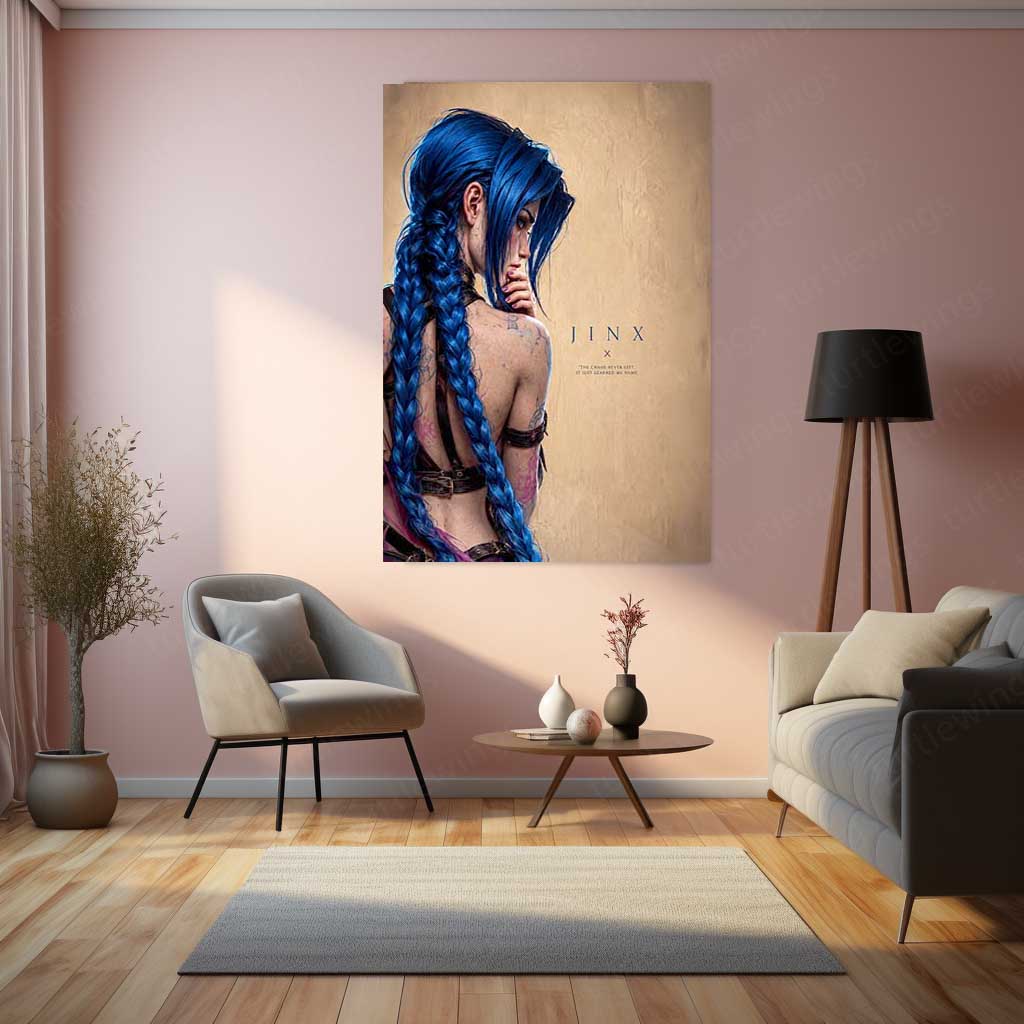 Game Metal Poster | Jinx – Chaos Learned My Name Metal Poster Gaming Character Wall Art | Dark Rebellion Aesthetic Metal Frame