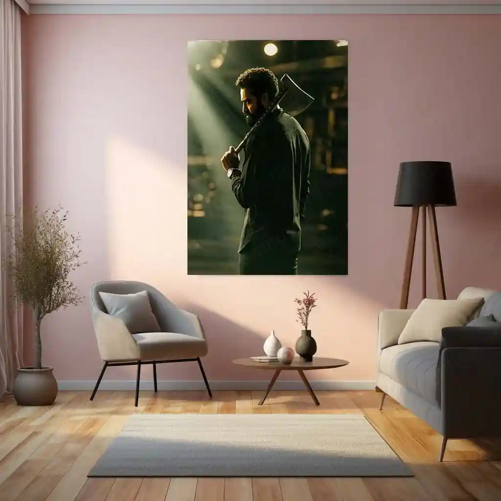 Movies & Series Metal Poster | Jr NTR Mass Stylish Metal Poster | Telugu Superstar Wall Art | Premium Action Portrait Frame - TURTLEWINGS