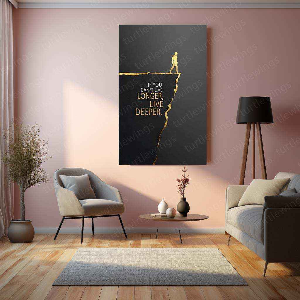 Live Deeper Metal Poster | Inspirational Wall Art | Minimalist Mindfulness Decor - TURTLEWINGS