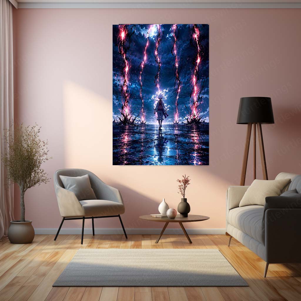 Anime Metal Poster | Gear 5 Monkey D. Luffy Lightning Storm Metal Poster | One Piece Anime Wall Art | Premium Aluminum Print