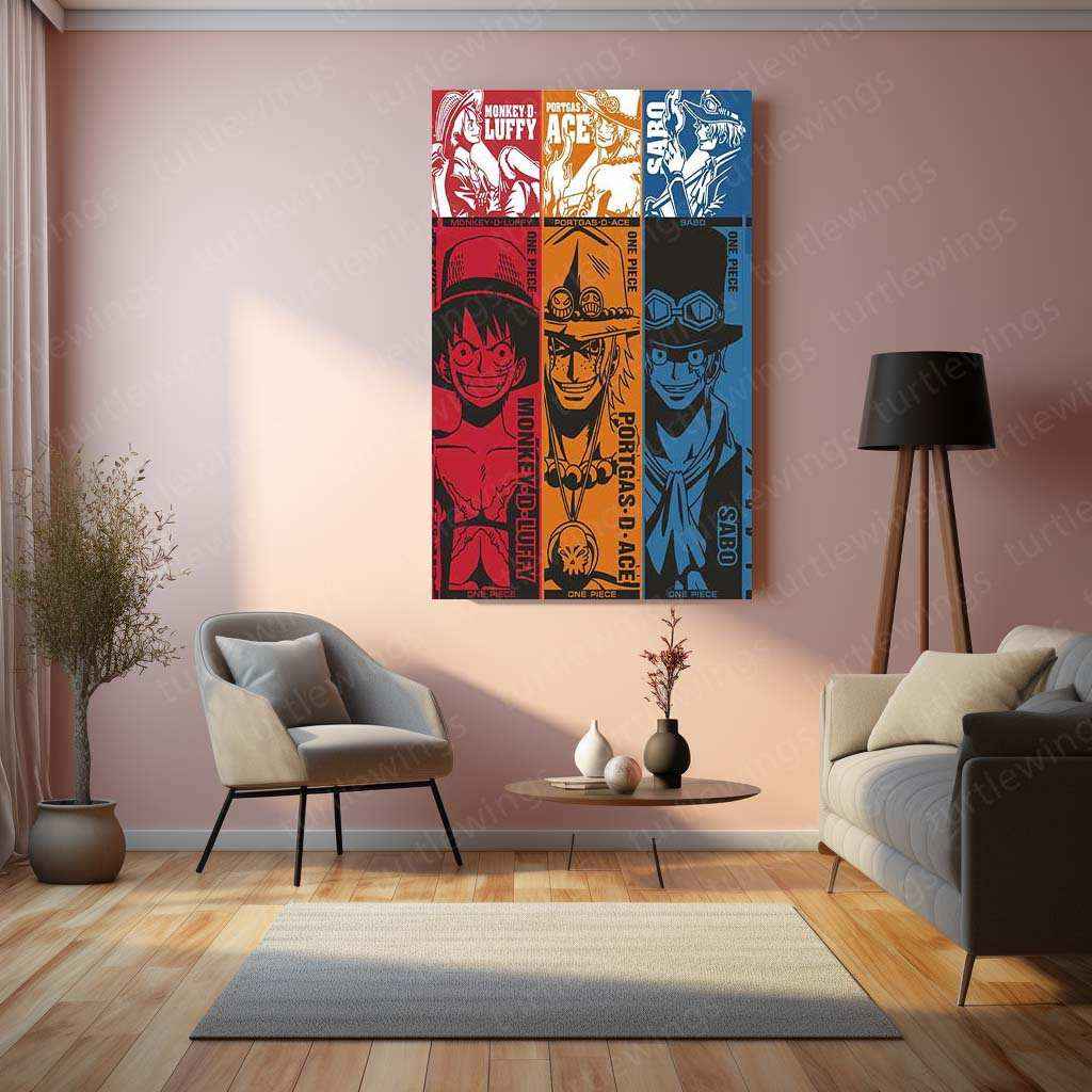 Luffy, Ace & Sabo Metal Poster – One Piece Brothers Wall Art - TURTLEWINGS