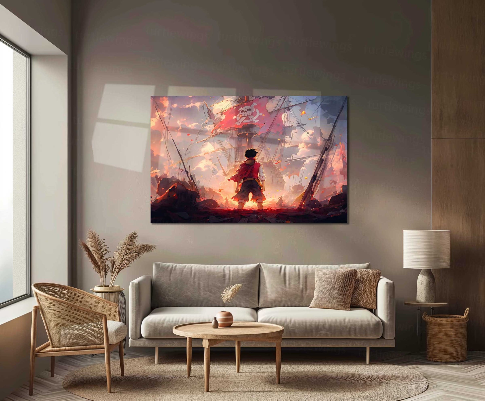 Luffy – Metal Frame | One Piece Anime Wall Art | Monkey D. Luffy Poster for Otaku & Straw Hat Pirates Fans - TURTLEWINGS