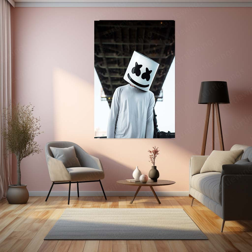 Marshmello DJ Metal Frame | Iconic EDM Artist Wall Art - TURTLEWINGS