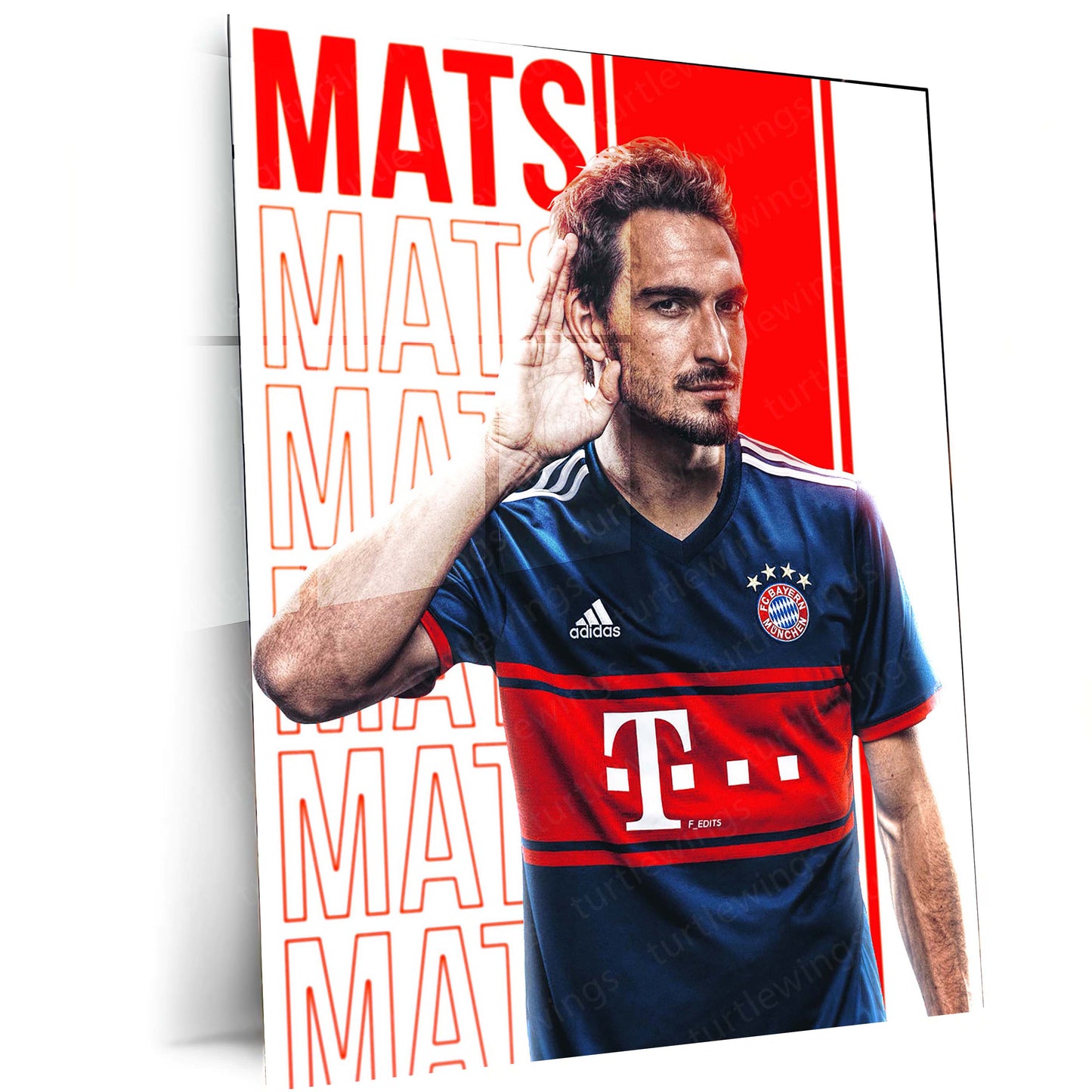Mats Hummels Bayern Munich Metal Frame – Hand to Ear Celebration | Iconic Defender Wall Art - TURTLEWINGS