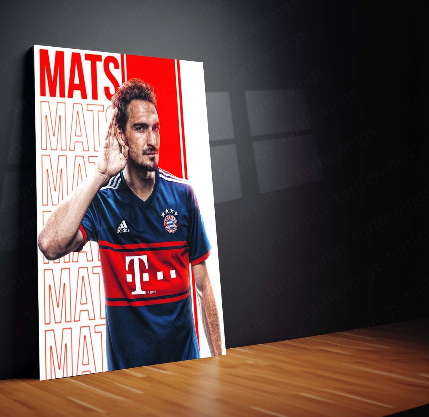Mats Hummels Bayern Munich Metal Frame – Hand to Ear Celebration | Iconic Defender Wall Art - TURTLEWINGS