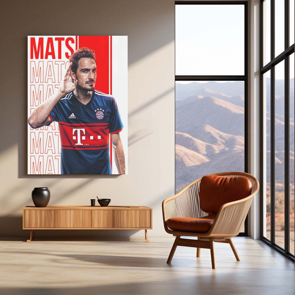 Mats Hummels Bayern Munich Metal Frame – Hand to Ear Celebration | Iconic Defender Wall Art - TURTLEWINGS