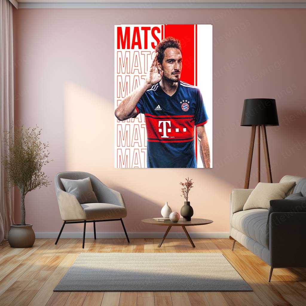 Mats Hummels Bayern Munich Metal Frame – Hand to Ear Celebration | Iconic Defender Wall Art - TURTLEWINGS