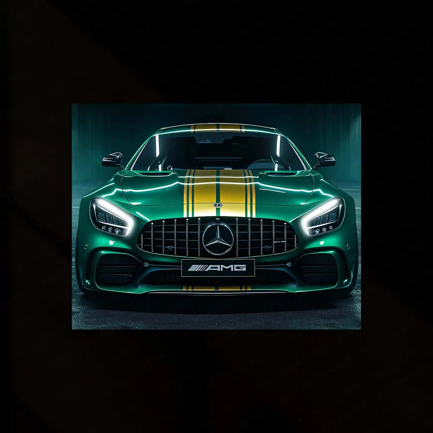 Mercedes Racing Neon LED Metal Poster â High-Performance Motorsport Wall Art - TURTLEWINGS