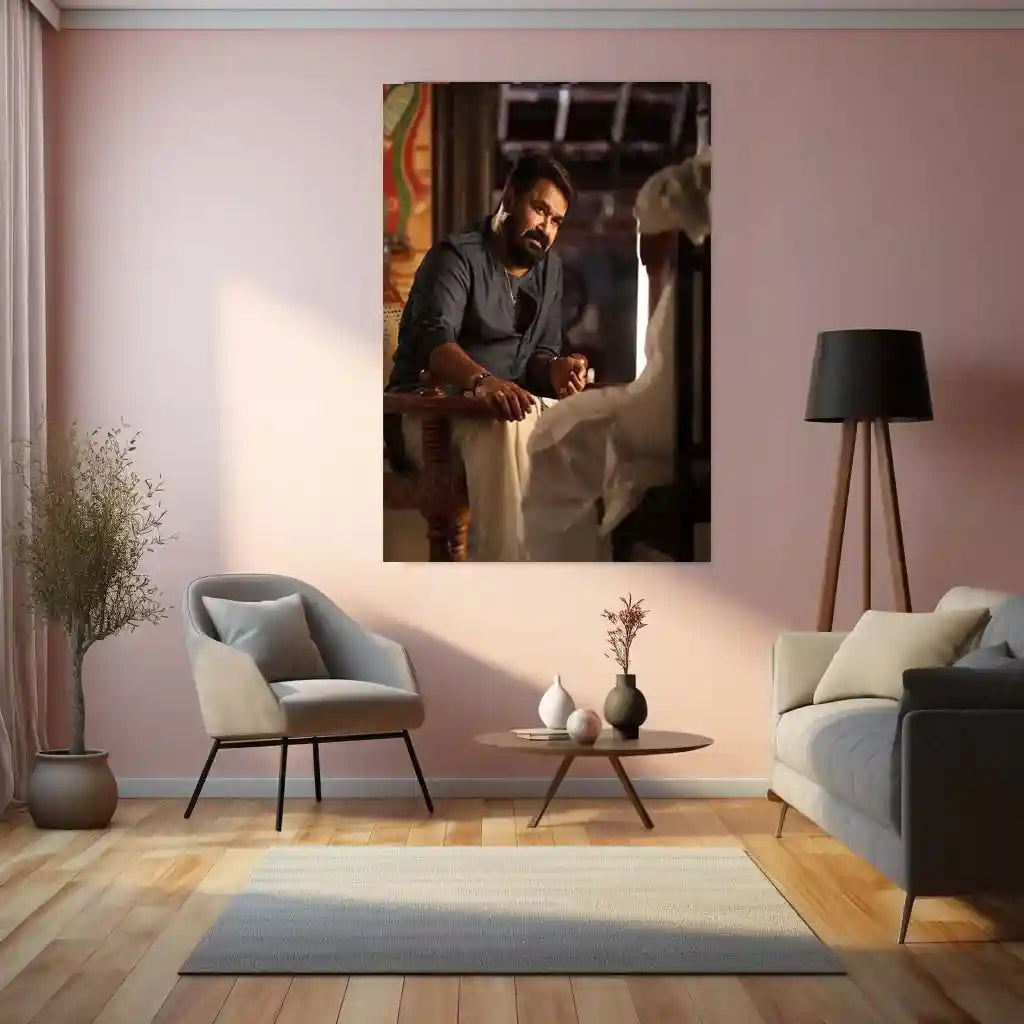 Movies & Series Metal Poster | Mohanlal Stylish Metal Poster | Malayalam Superstar Wall Art | Premium Actor Portrait Frame - TURTLEWINGS