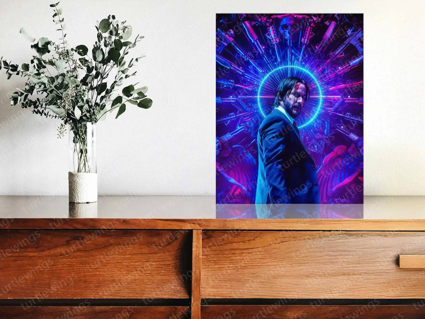Movie Poster of John Wick Neon LED Metal Frame - TURTLEWINGS
