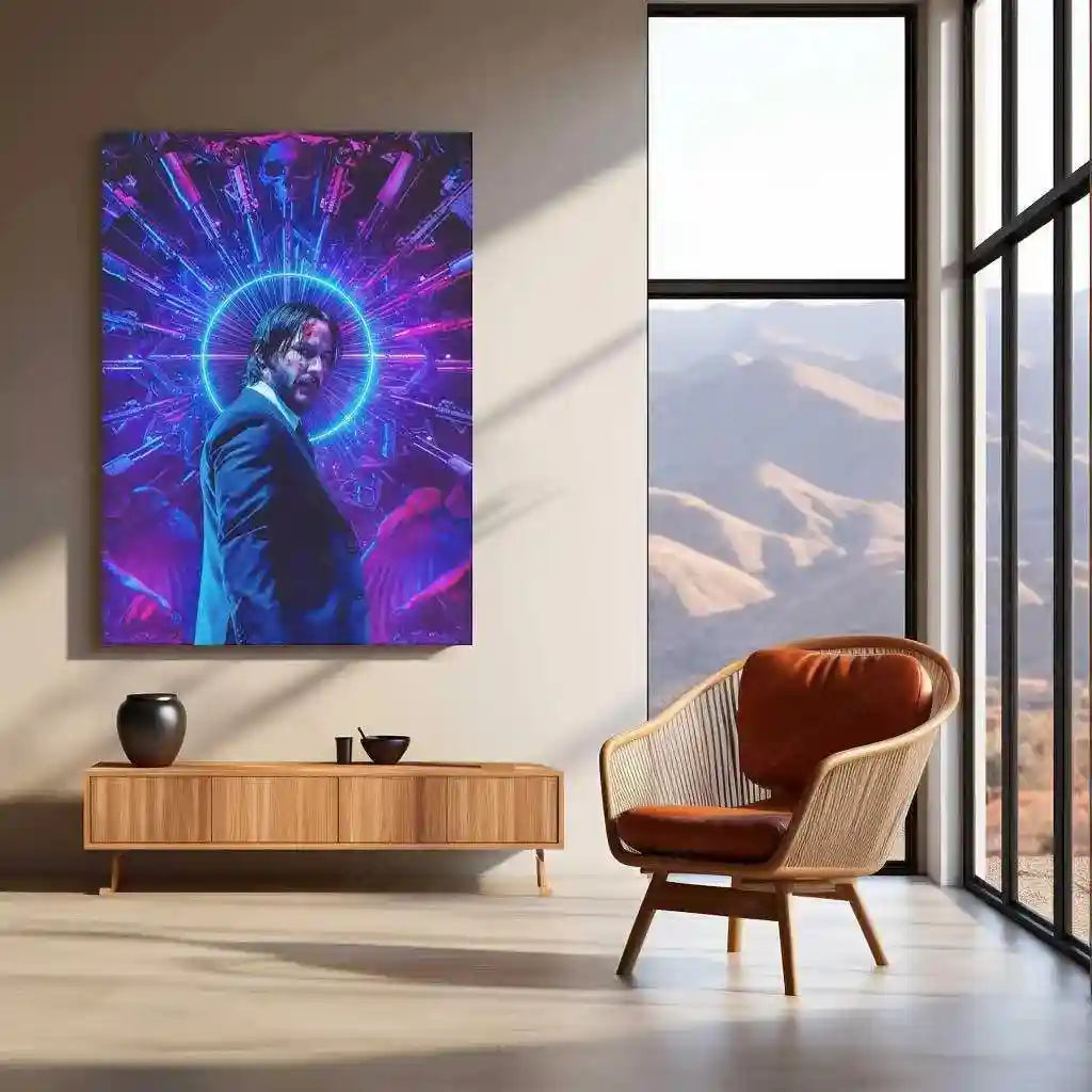 Movie Poster of John Wick Neon LED Metal Frame - TURTLEWINGS