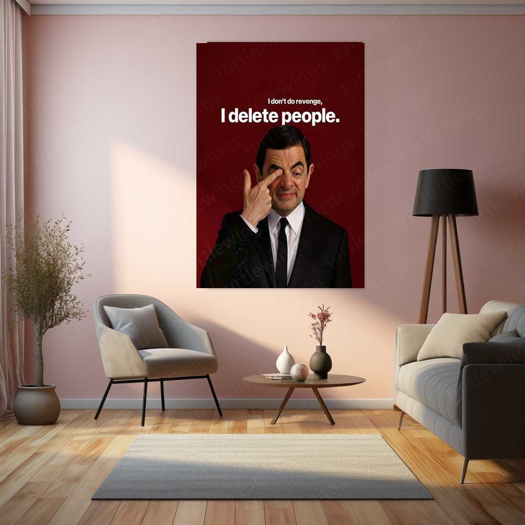 Quote Metal Poster | Delete People – Savage Humor Metal Poster Comedy Meme Wall Art | Attitude Quote Metal Frame