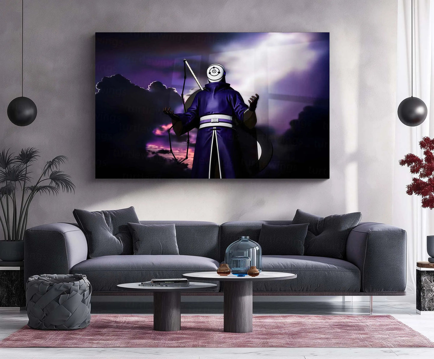 Anime Metal Poster | Obito Uchiha – The Ninja in the Mask | Naruto Anime Metal Frame | Dark Shinobi Wall Art - TURTLEWINGS