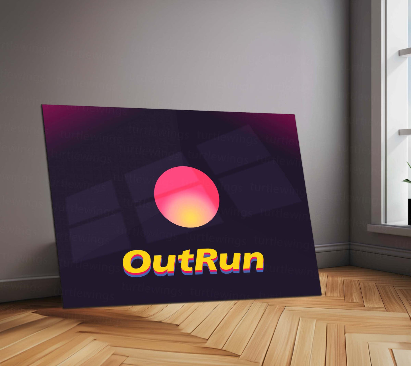Outrun Typography – Metal Frame | Retro Synthwave Quote Wall Art | Vaporwave Neon Aesthetic Poster - TURTLEWINGS