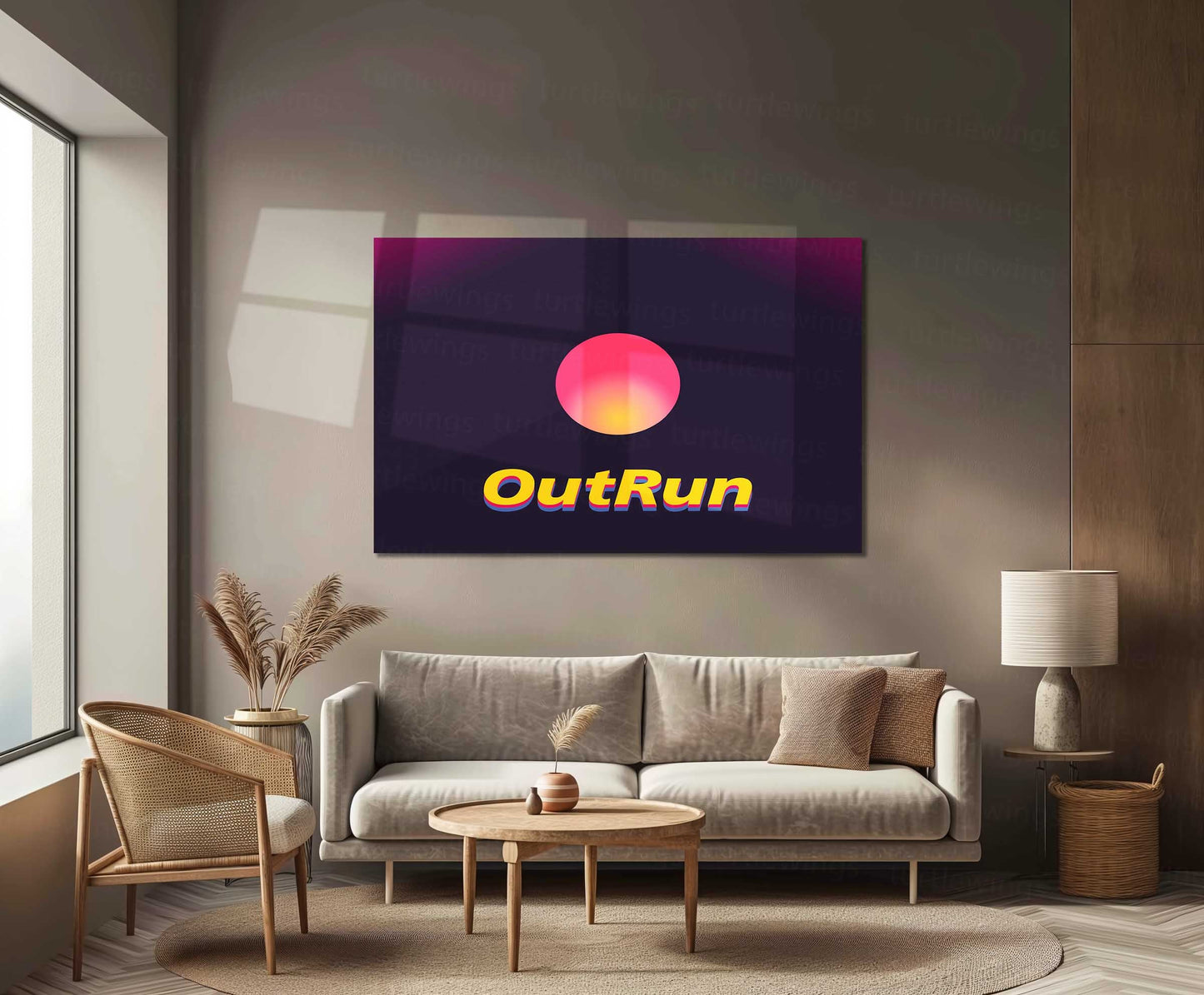 Outrun Typography – Metal Frame | Retro Synthwave Quote Wall Art | Vaporwave Neon Aesthetic Poster - TURTLEWINGS