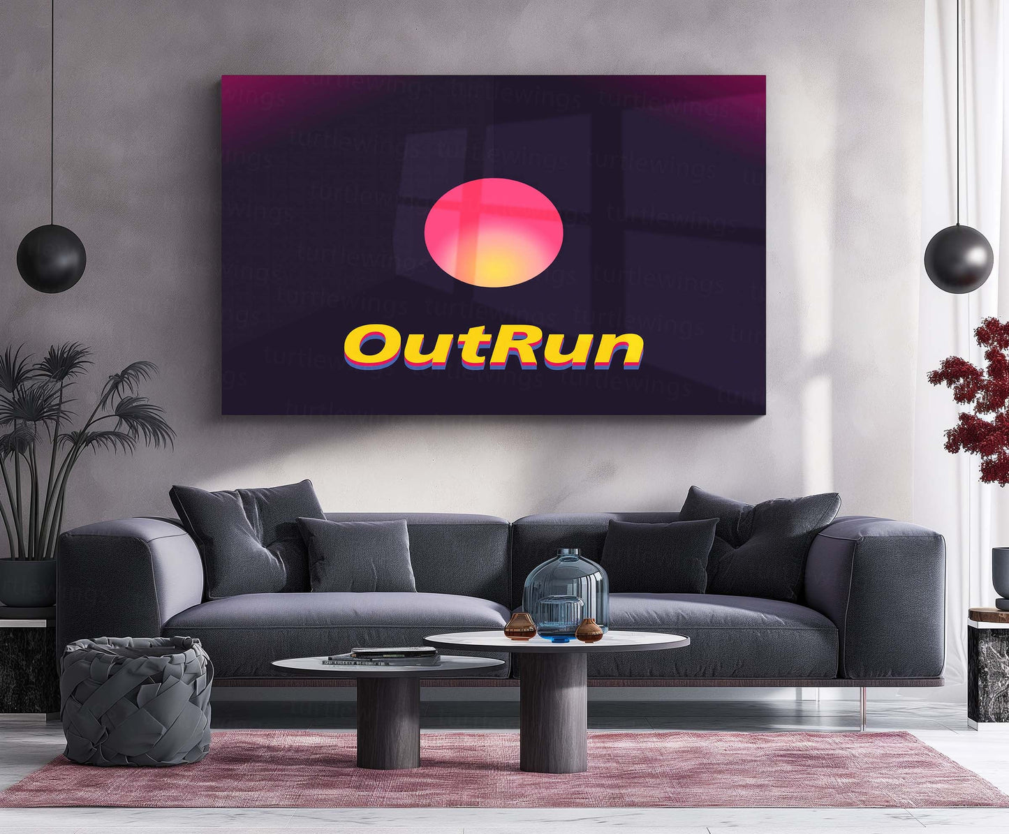 Outrun Typography – Metal Frame | Retro Synthwave Quote Wall Art | Vaporwave Neon Aesthetic Poster - TURTLEWINGS