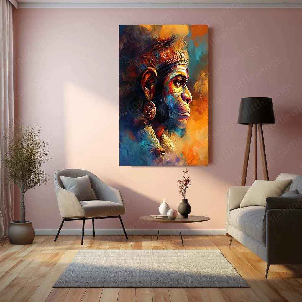 Abstract Art of Lord Hanuman – Divine Metal Poster - TURTLEWINGS